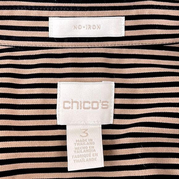 Chico's No Iron Sateen Stripe Shirt Size 3 XL Size 16 NWOT - Picture 14 of 16